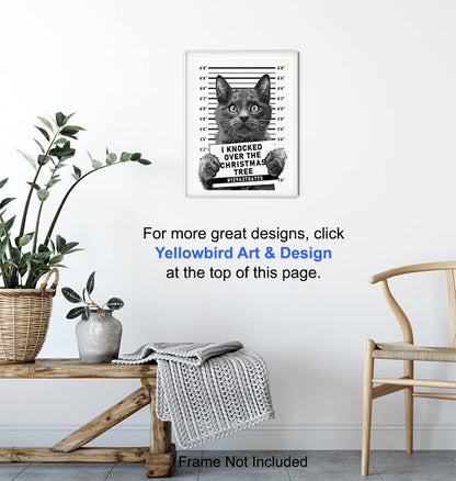 Skiennix Cat Christmas Tree Wall Art | Cute Holiday Decoration for Cat Lovers | 8x10 Unframed Print