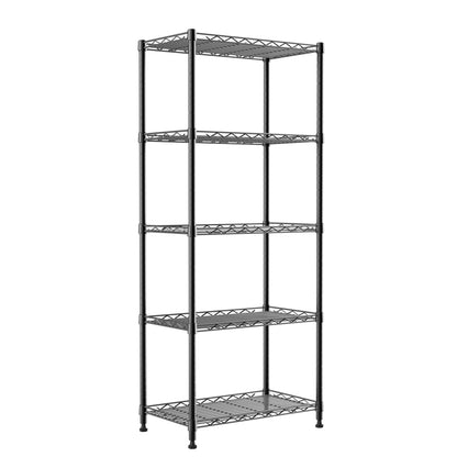 REGILLER 5-Wire Shelving Metal Storage Rack Adjustable Shelves,Standing Storage Shelf Units for Laundry Bathroom Kitchen Pantry Closet(Black,11.8" D x 16.6" W x 53.5" H)