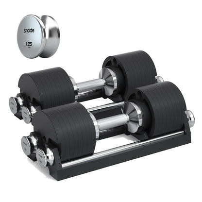 SNODE AD80 Cast Iron Adjustable Dumbbell 80lb with 8 weight adders - Adjustable Weights, Anti-Slip Metal Handle, Compact Design, Adjust in Second, Advanced Strength Training Home Gym for Men and Women