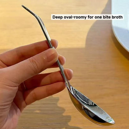 ZDFQly 6.7 Inches Soup Spoons, 2 Pieces Premium 18/10 Stainless Steel Table Spoons, Deep Bowl, Perfect for Pho, Ramen, Noodles, Wonton, Dumpling, Rice, Silver, Dishwasher Safe