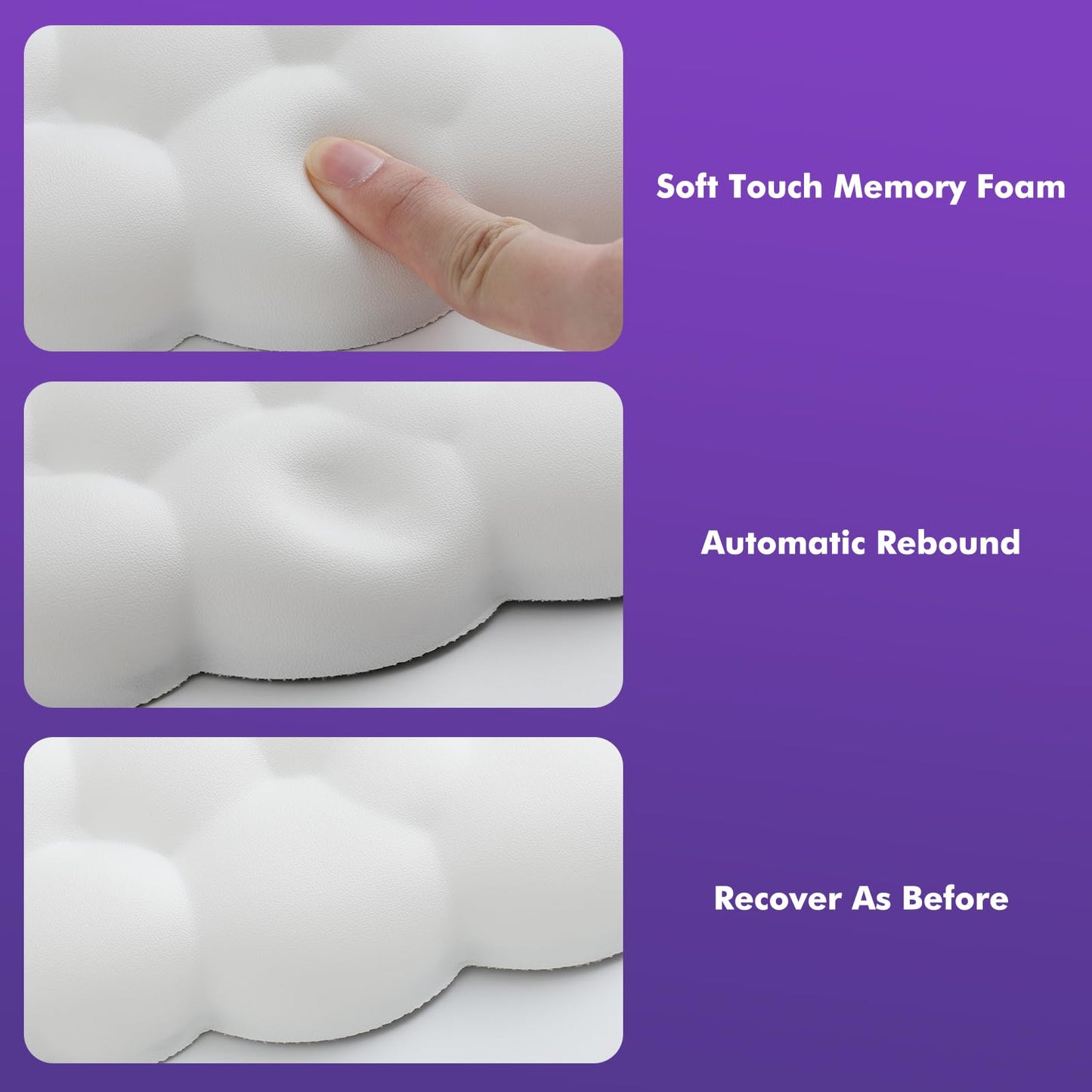 MoKo Cloud Wrist Rest, Ergonomic Cloud Keyboard Wrist Rest with Mouse Rest Wrist Pad, Upgraded PU Leather Cloud Arm Rest Wrist Pad for Keyboard and Mouse for Office, Gaming, Computer, Laptop, White