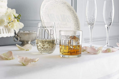 Enesco Our Name is Mud I Do Glittered Wine Glasses - Wedding Champagne Flute, 2 Piece Set, Clear