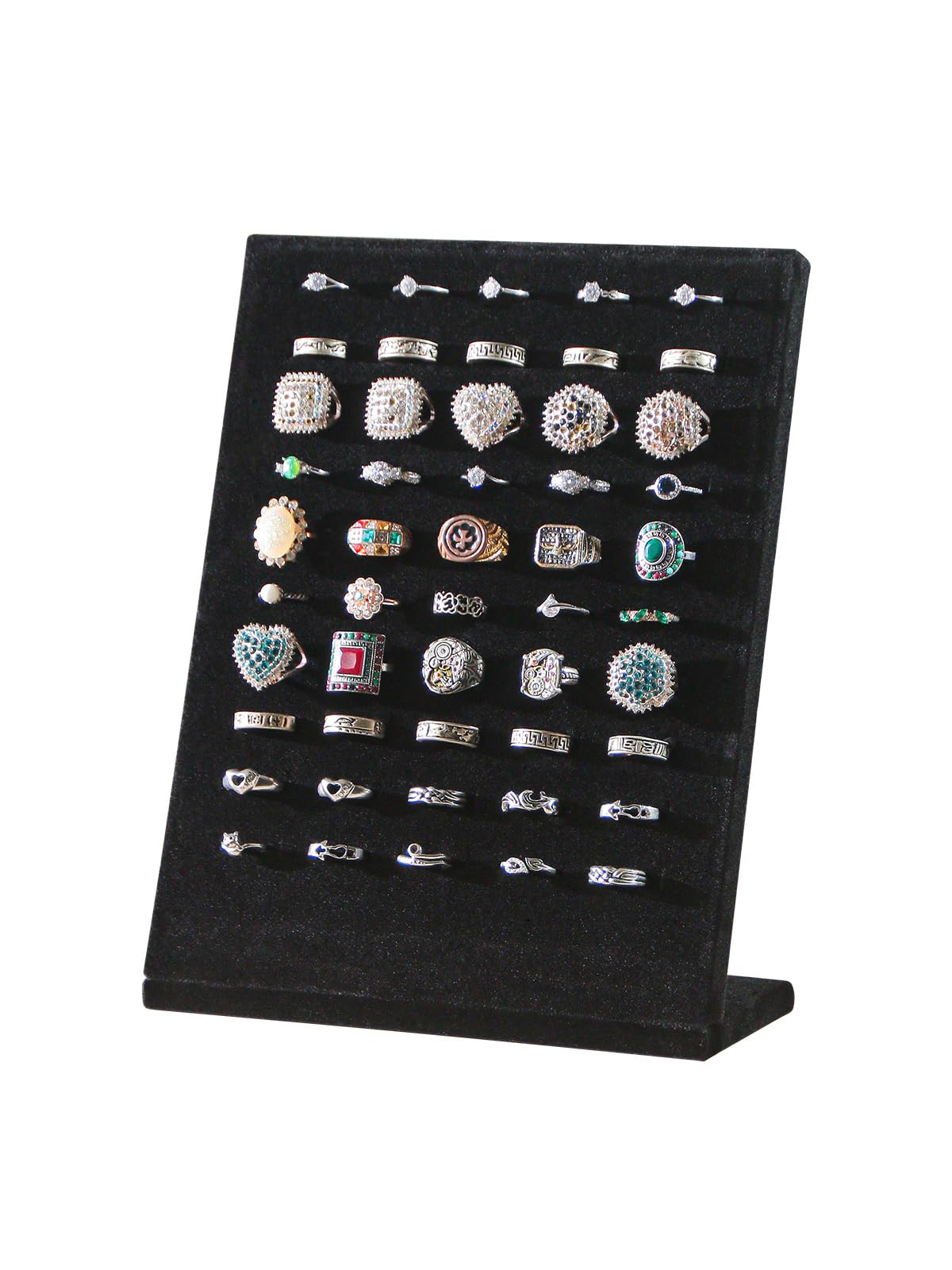 Ausalivan Ring Board Display Stand,Velvet Jewelry Earring Organizer Holder for Selling,Vendors Storage Tray for Multiple Rings (Black)