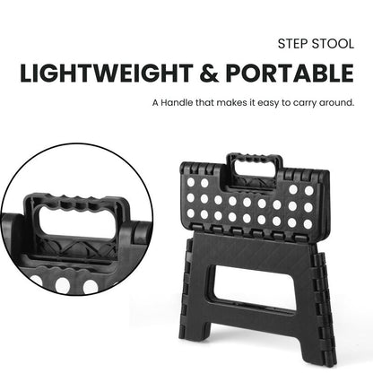 PandaEar 2 Pack Home Folding Step Stool, Lightweight Step Stool with 9 Inch Height for Kids, Sturdy Foot Stool for Kitchen, Bedroom, Bathroom & Bathroom, Black