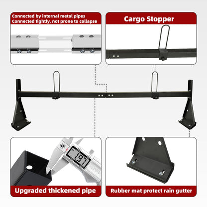 hightall Universal Van Ladder Rack,Adjustable Length 57-70" with Cargo Stoppers,Compatible with Chevy Express 1500 2500 3500 Ford Econoline GMC Savana Fullsize with Rain Gutter