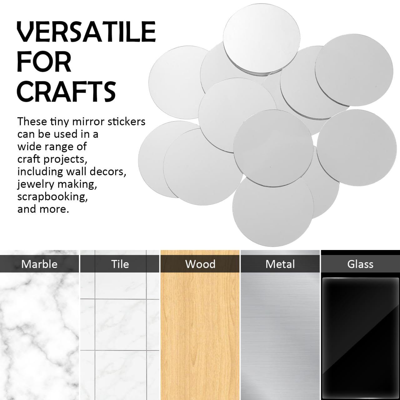 IWOWHERO 60Pcs Small Round Mirror Tiles 1.96 Inch Mini Circular Mirror Stickers with Adhesive Back for Craft Projects Wall Decor and Table Centerpieces