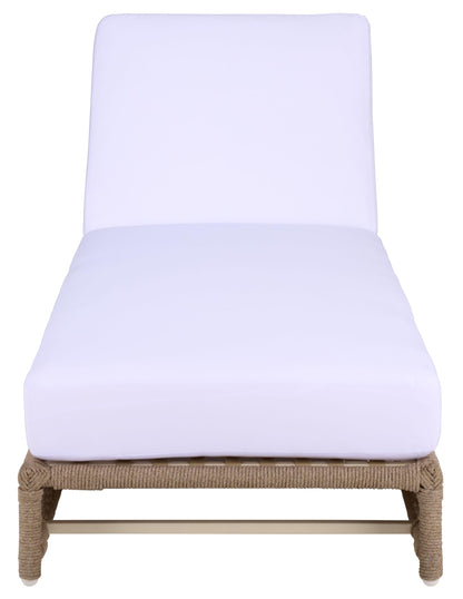 SAFAVIEH Outdoor Patio Furniture Collection – Callan Heather Tan Rope & White Cushion Lounger, Fully Assembled Outdoor Chaise, Modern Low-Profile Design (PAT7547A)
