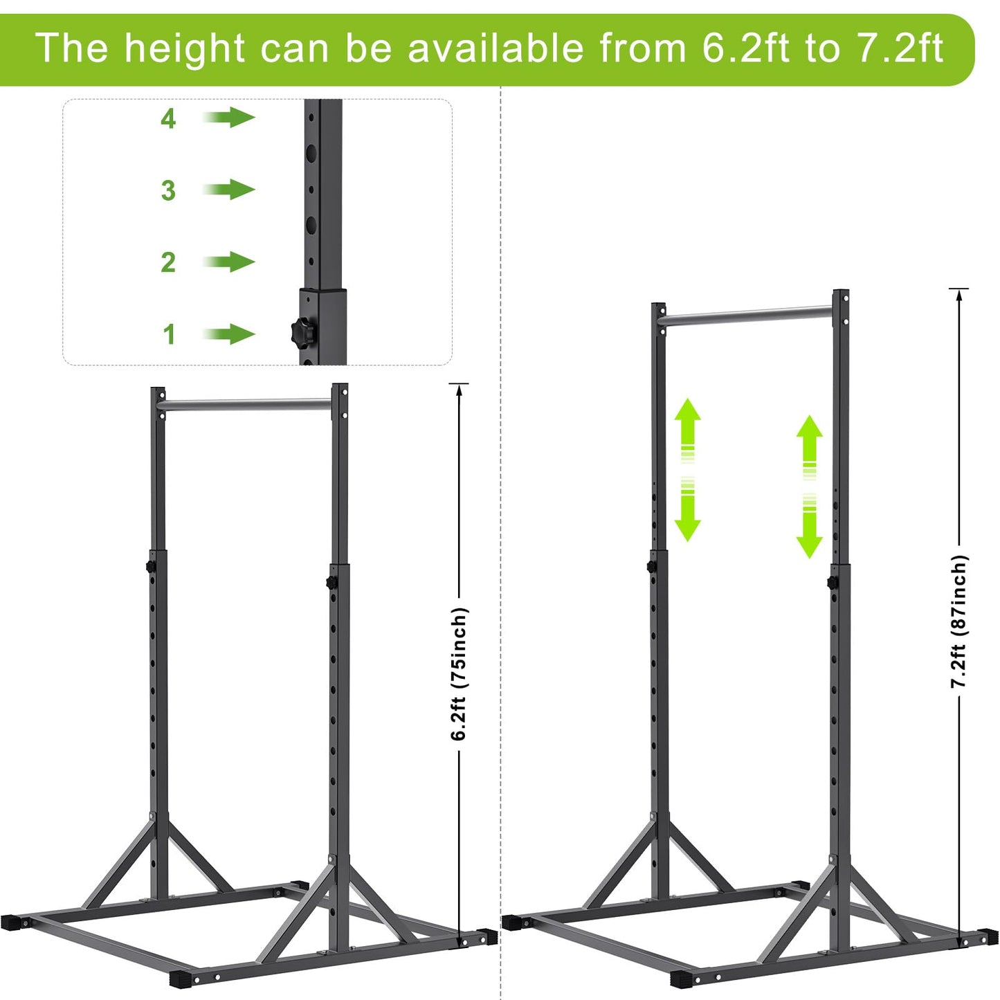 SELEWARE Adjustable Pull Up Station, Multifunction Dip Station and Multi-Grip Handles, Fully Welded, 500 lbs Capacity, Home Gym Equipment