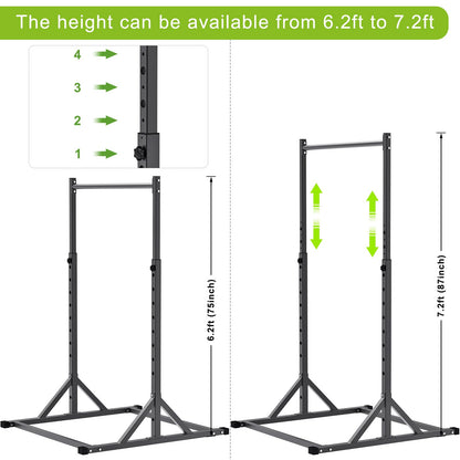 SELEWARE Adjustable Pull Up Station, Multifunction Dip Station and Multi-Grip Handles, Fully Welded, 500 lbs Capacity, Home Gym Equipment