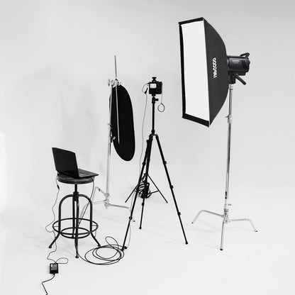 Godox MS300V Studio Flash Kit (2X 300W) with 2 Softboxes, 2 Light Stands, 2 Reflectors, LED Modeling Lamps, 2.4G Wireless X System, Bowens Mount – Ideal for Studio, Portrait & Fashion Photography