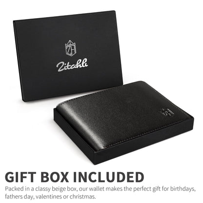Zitahli Wallet for Men 12 Card Holder Slim Rfid Leather 2 ID Window Wallets With Gift Box Men's Accessories