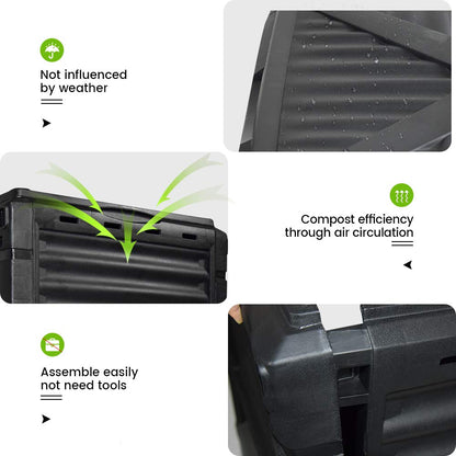 EJWOX 80 Gallon (300L) Large Capacity Static Compost Bin - Forest Green Outdoor Waste Composter with Easy-Access Hatch, Efficient Aeration System for Fast Organic Fertilizer, Sturdy Design