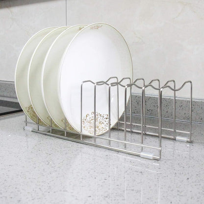 FLSEPAMB Lid Organizer Pot Lid Organizer 10-Tier Pot Lid Rack Holder Suitable for Bakeware Dish Plate, Cutting Boards, Pots & Pans, Serving Trays, Reusable Containers in Cabinet Pantry (1 Pack)