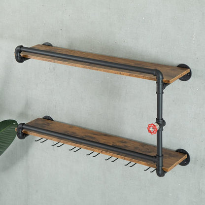 BOTAOYIYI Wine Rack Wall Mounted 2 Tier, Black(35.4x10.6x19.7)