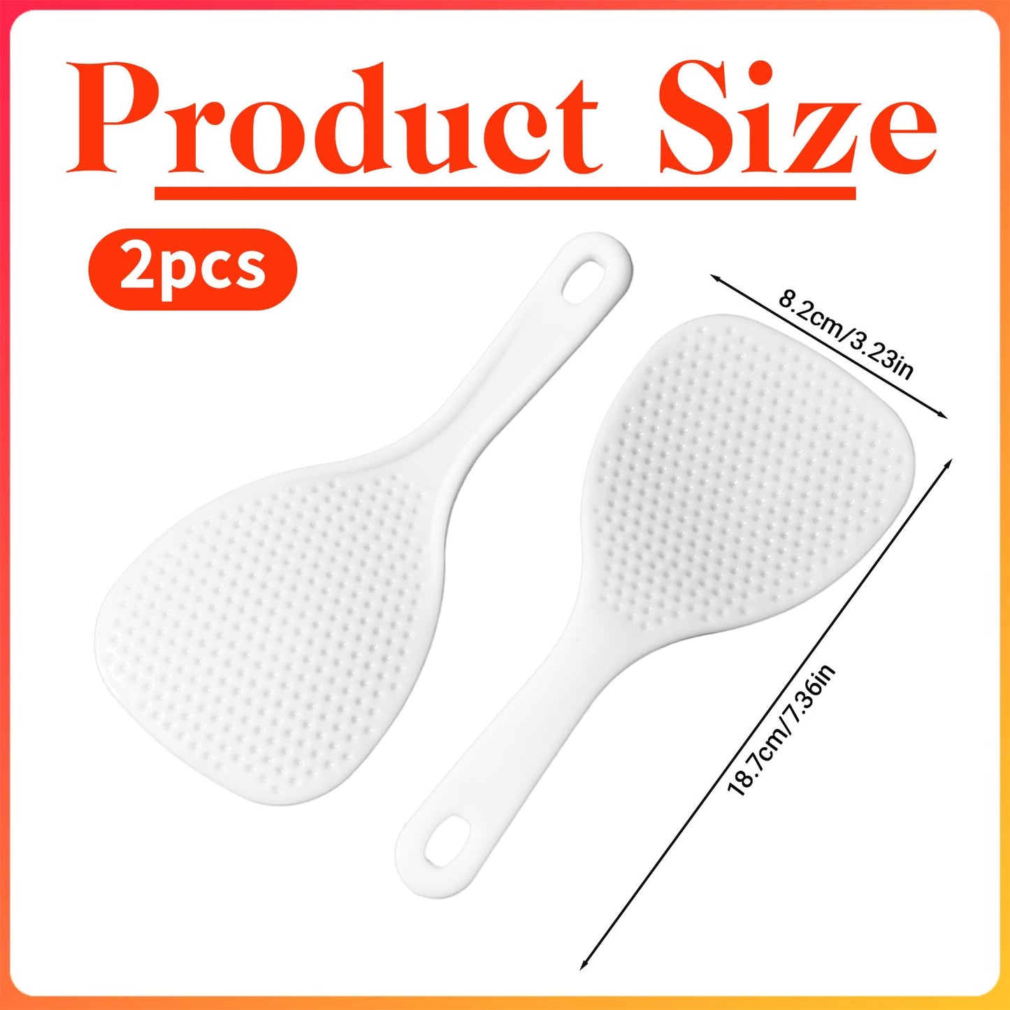 2 Pcs Rice Paddle Spoon, 7.5 Inch White Plastic Non-Stick Rices Paddle Rice Serving Spoon Server Spatula Scooper Kitchen Cooking Utensil for Serving Electric Rices Cooker Grains Potatoes Cooking