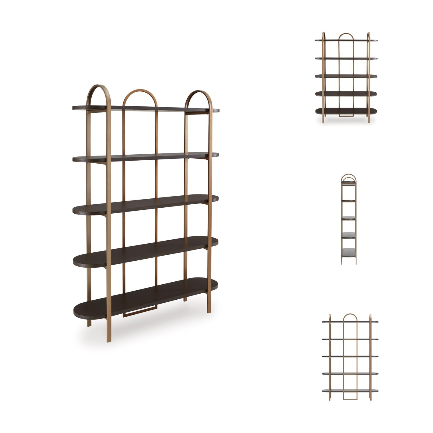 Signature Design by Ashley Brentmour 72" H Bookcase, Metallic & Dark Brown