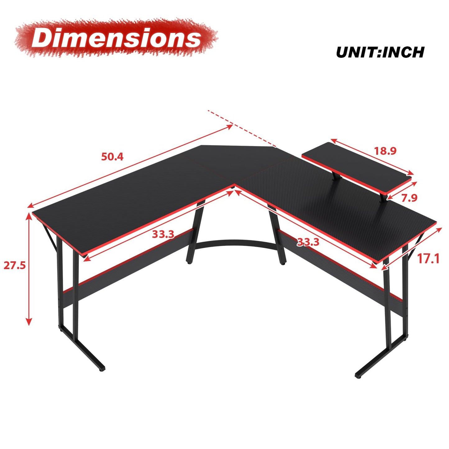 PayLessHere L Shaped Desk Corner Gaming Desk Computer Desk with Large Desktop Studying and Working and Gaming for Home and Work Place,Black