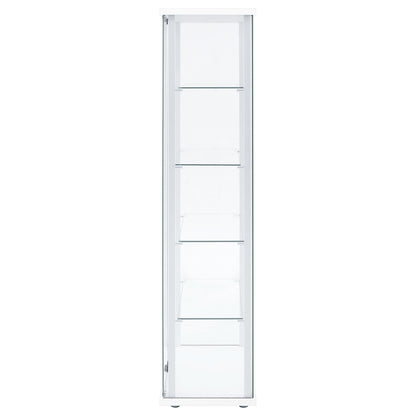 Coaster Home Furnishings - Delphinium - Glass - 4-Shelf Curio Cabinet with Wood Top and Base, Two Doors, and Chrome Hardware - Living Room - 64-Inch - White - 950170WHT