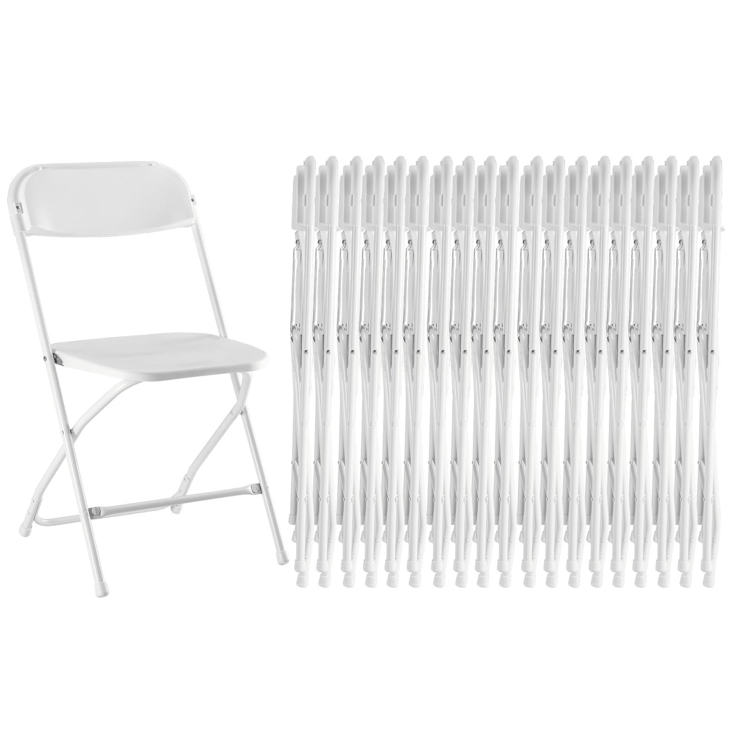 Sweetcrispy Folding Chair 20 Pack, Plastic Foldable Chairs with 330-Pound Capacity, Sturdy Metal Portable Chair, Easy to Use and Store, Outdoor and Indoor, for Home, Office, Party, Comfy, White