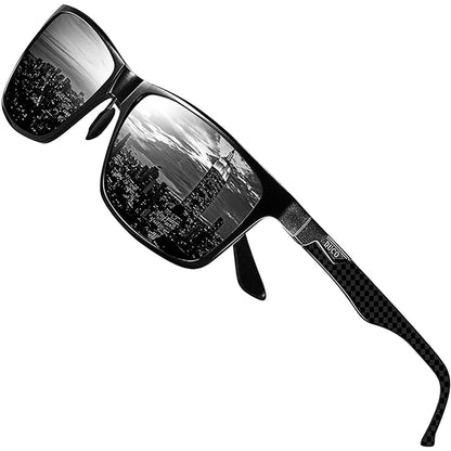 DUCO Mens Sunglasses Polarized Rectangle Sunglass for Men Lightweight Carbon Fiber UV400 Protection 8206