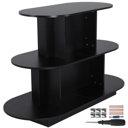3 Tier Wooden Oval Display Table Modern Standing Display Riser Shelf Retail Table for Stores Vendor Events 55in W x 23.6in D x 35in H