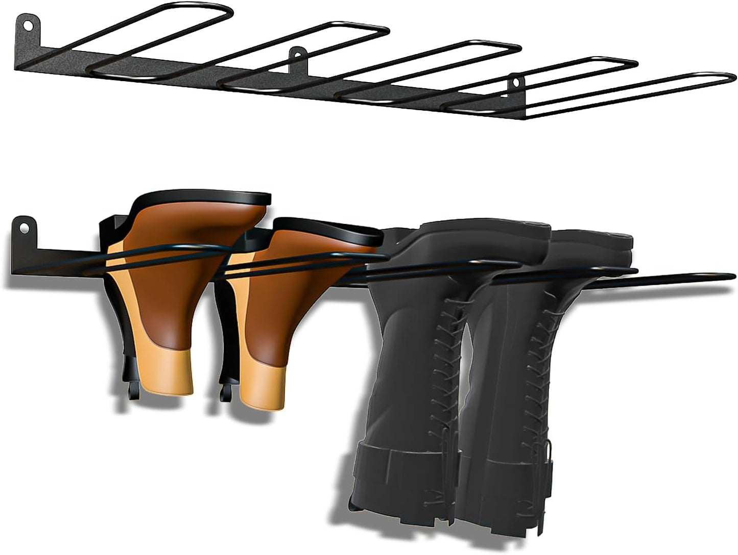 4 (2-Pack) Wall-Mounted Boot Rack Organizer for Tall Boots - Pair Metal Boot Organizer Including Wader Hangers, Perfect