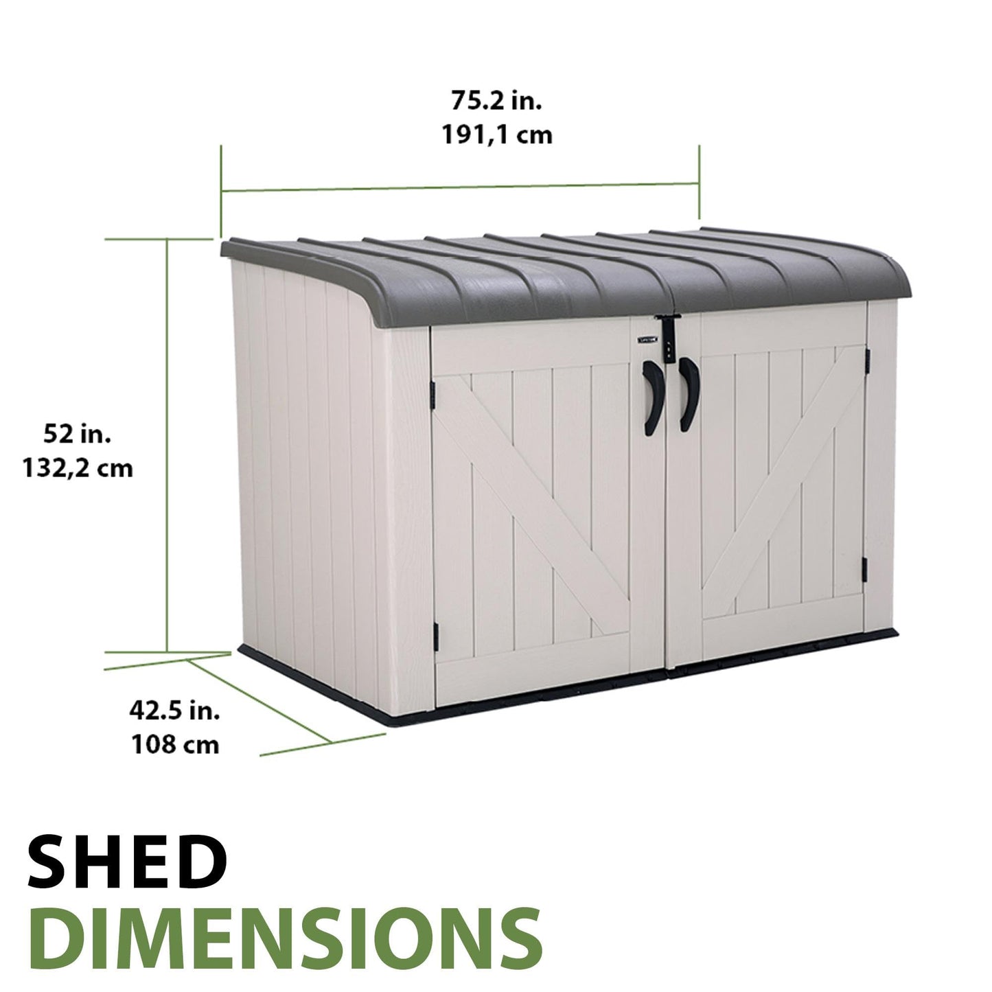 LIFETIME Large Horizontal Outdoor Deck Storage Box, Lockable Spring-Hinge Lid, 561 Gallon Capacity