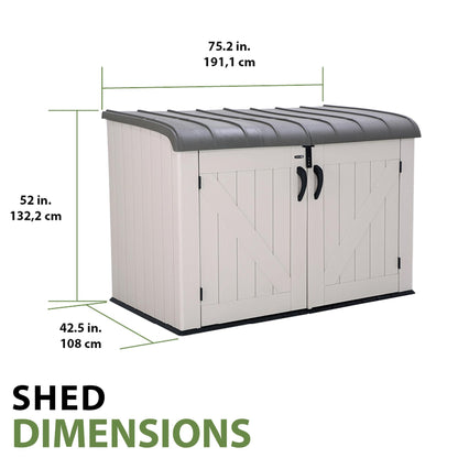 LIFETIME Large Horizontal Outdoor Deck Storage Box, Lockable Spring-Hinge Lid, 561 Gallon Capacity