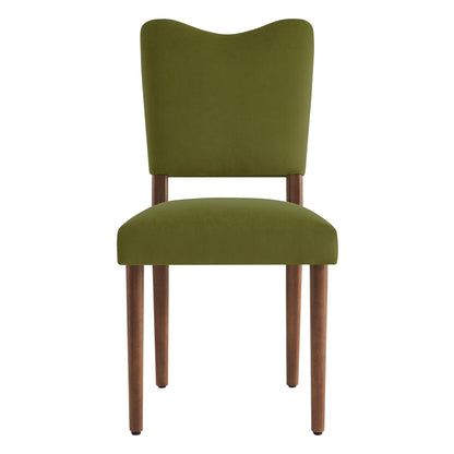 KISLOT Upholstered Dining Chairs Set of 4, Modern Velvet Kitchen Chairs with Solid Wood Legs, High Back Wooden Dining Room Chairs with Dark Walnut Color Legs for Farmhouse Kitchen Dining Room, Green