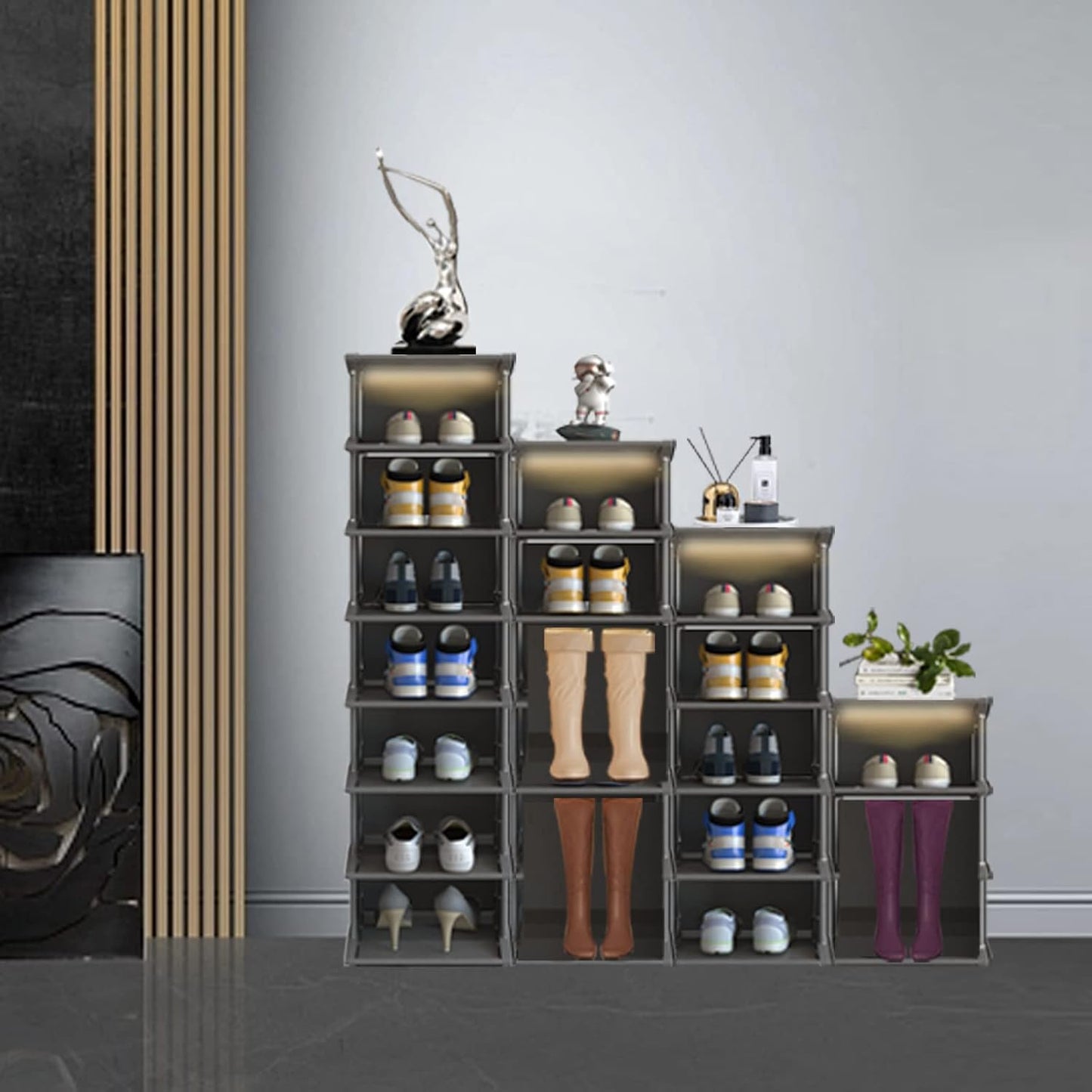 Rack12Tiers, Entryway,Hallway,Closet, AFOORD Narrow Shoe Tall Skinny Shoe Organizer, Small Space and Vertical Shoe