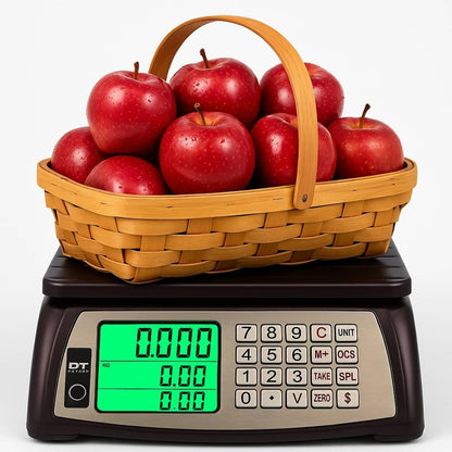 Price Computing Scale, Commercial Food Scale, Counting Function,66lb/30kg,1g, Rechargeable, Waterproof Design, Stainless Steel Keys,Large LCD for Produce, Farmers Market, Grocery, Deli, Meat, Retail