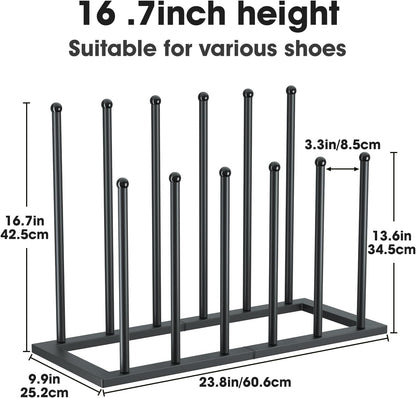 6 Closet, (Black-6pairs) Urban Deco Free Standing Shoe Racks, Boot Organizer for Tall Boots, Black Metal Boot Rack Fit