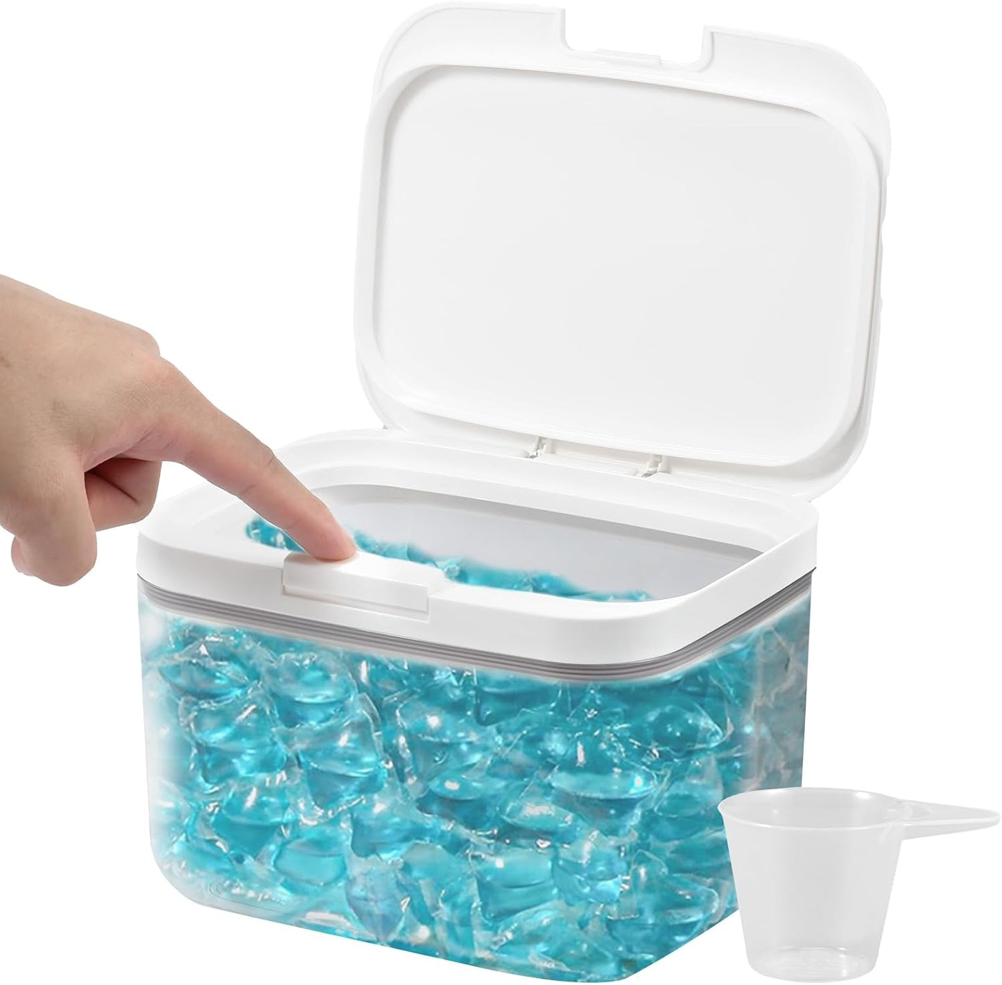 FAMIWIN 1pc, 2.8L 94oz Laundry Pods Container / Pop-Up Laundry Pod Holder with Lid for Laundry Organization Storage
