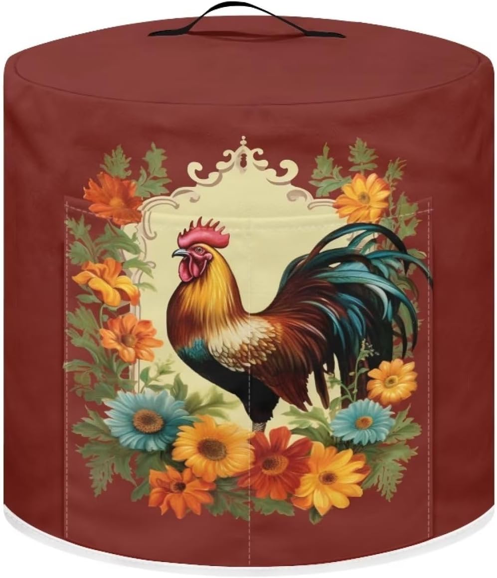 Sunflower Rooster Dust-proof Pressure Cooker Cover for Rice Cooker, Air Fryer, Kitchen Appliance Covers with Pocket