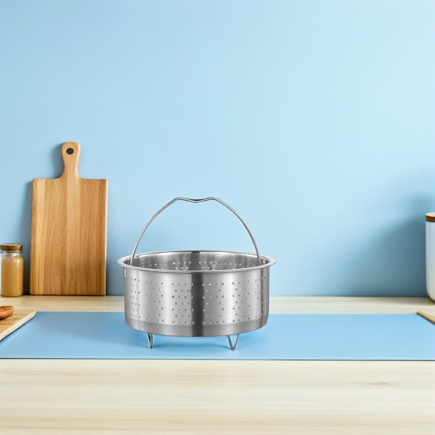 Luxshiny Multi-Use Vegetable Steamer Basket 6.88 Inch Stainless Steel Food Steaming Basket for Dumplings Seafood Eggs Corn and More
