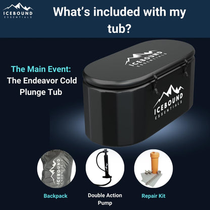 Icebound Essentials Inflatable Cold Plunge Tub - XL, Black - 150 Gallon Ice Bath - Chiller Compatible – Inflatable