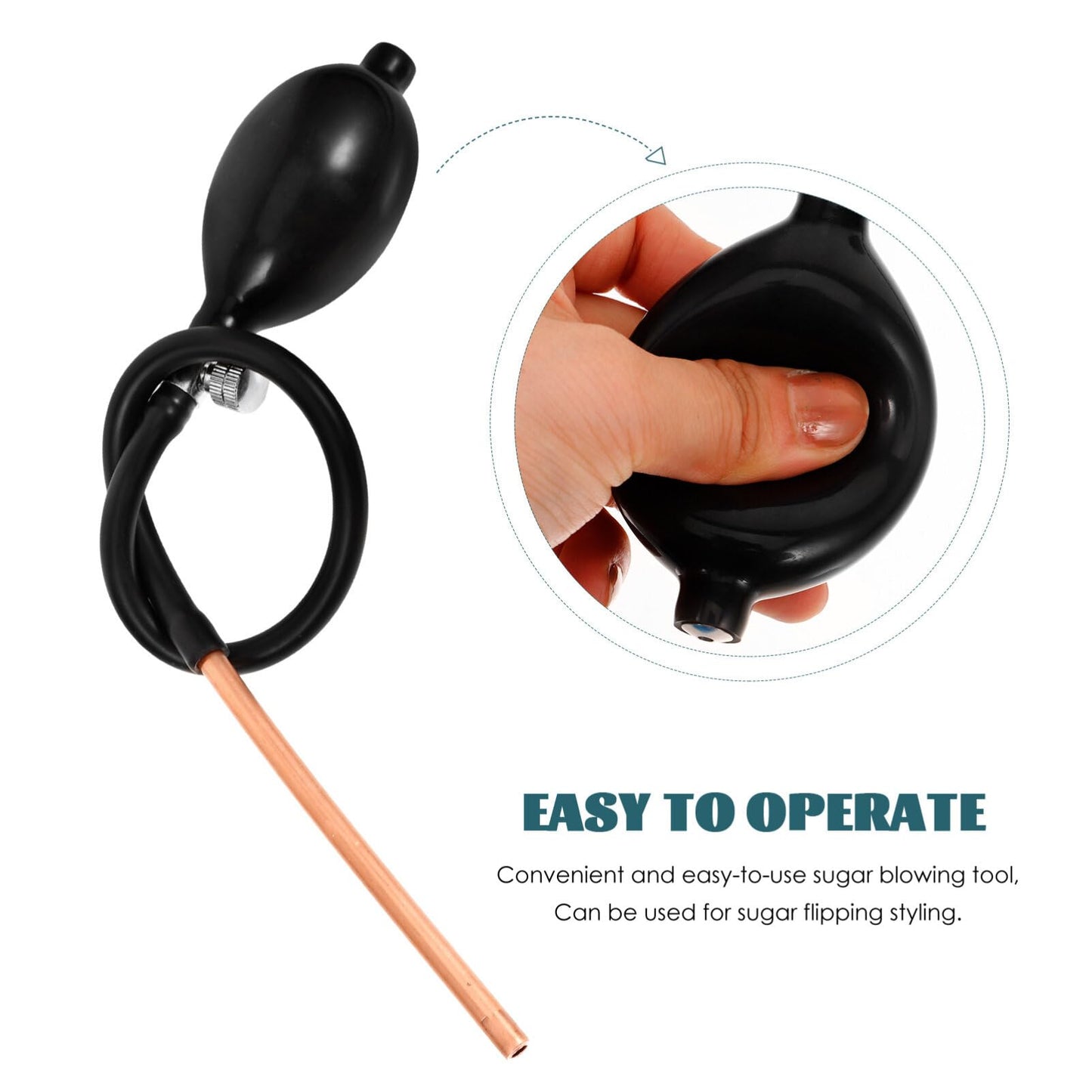 STOBAZA Manual Sugar Blower Pump 18.11 Inch Candy Blowing Tool with Flexible Airbag for Detailed Sugar Art and Candy Sculpting