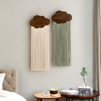 Ansley&HosHo Macrame Wall Hanging, Boho Woven Tapestry, Modern Tassel Wall Decor, Handmade Wall Art Tapestry for Bedroom, Living Room, Home, Bohemian Apartment Decoration Ornament Craft (White Cloud)