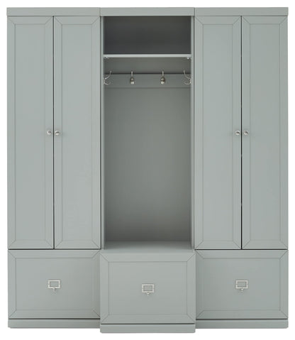 Crosley Furniture Harper 3-Piece Hall Tree and Storage Cabinet Set with Entryway Bench and Hooks for Hanging, Gray