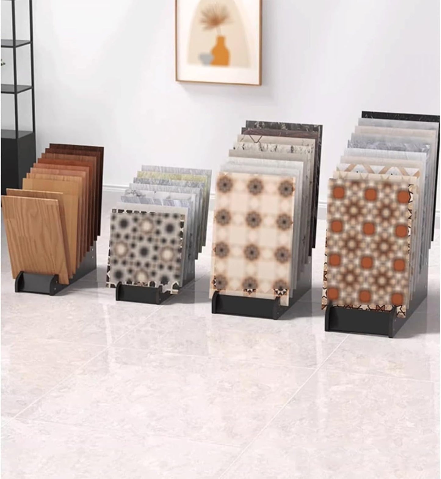 Wooden Floor Tile Display Rack - 71x43x31cm Multi-Slot Retail STO Stand for Building Materials Shelf for Showrooms & Stores Perfect for Product Showcasing