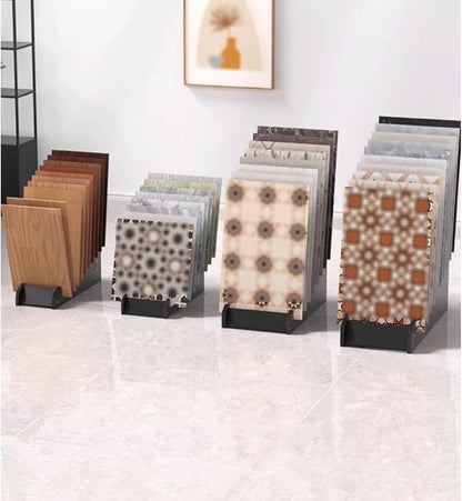 Wooden Floor Tile Display Rack - 71x43x31cm Multi-Slot Retail STO Stand for Building Materials Shelf for Showrooms & Stores Perfect for Product Showcasing