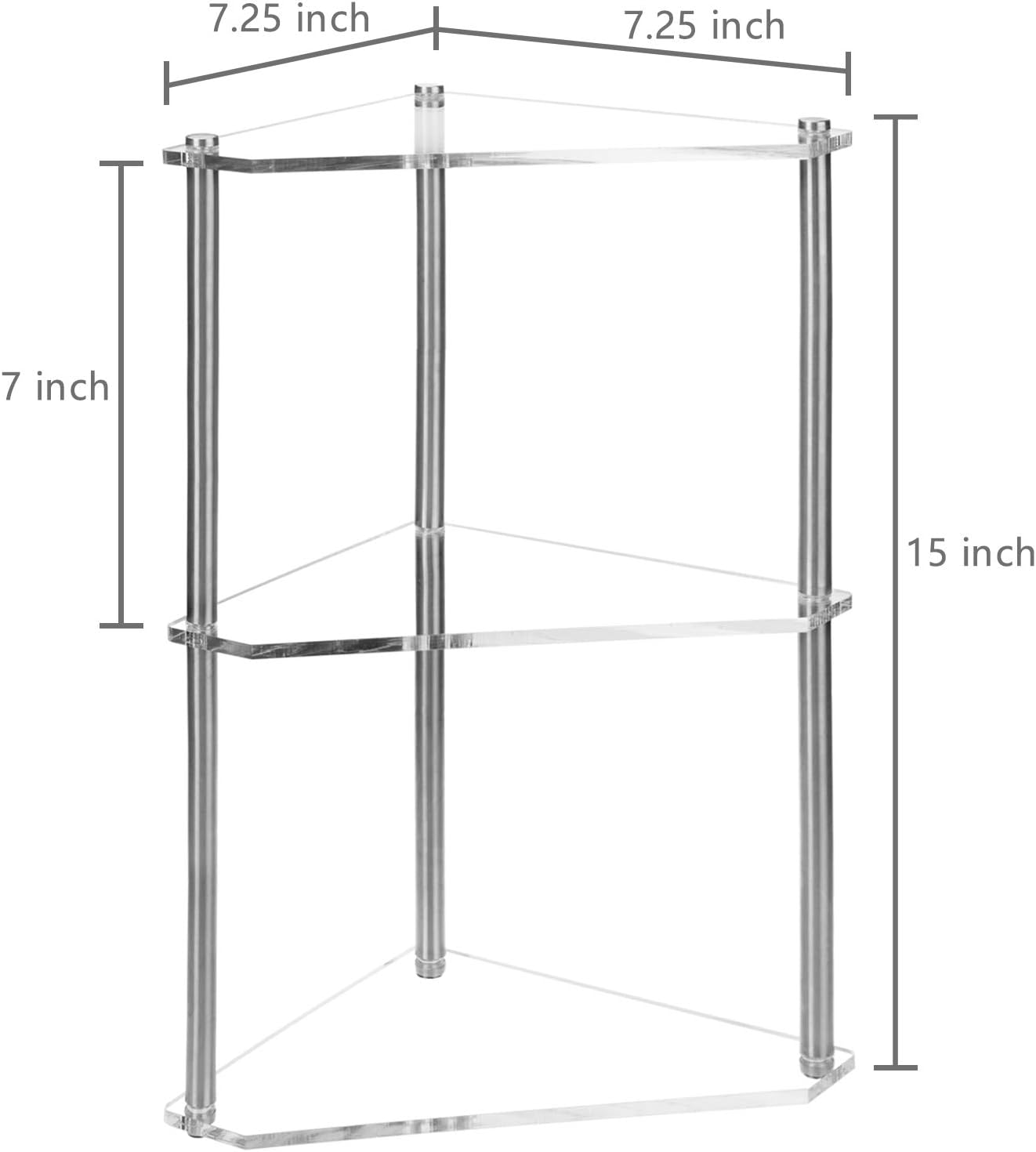 3 Counter MyGift Tier Corner Shelf for Desk, Triangle Shelf Storage Organizer Stand, Acrylic Corner Shelf Display