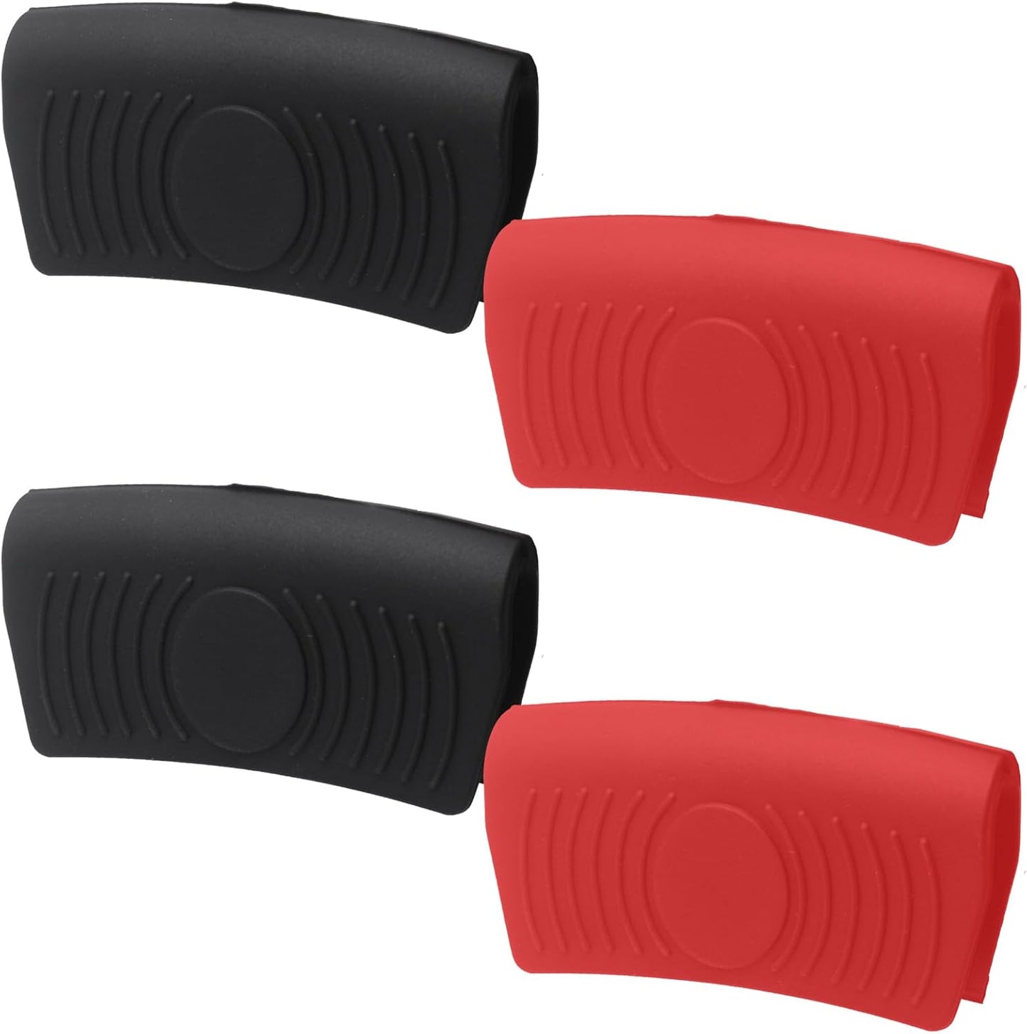 4 PCS Silicone Assist Handle Holder, Heat Resistant Pot Handle Covers, Non-Slip for Kitchen Pot Pan, Black + Red