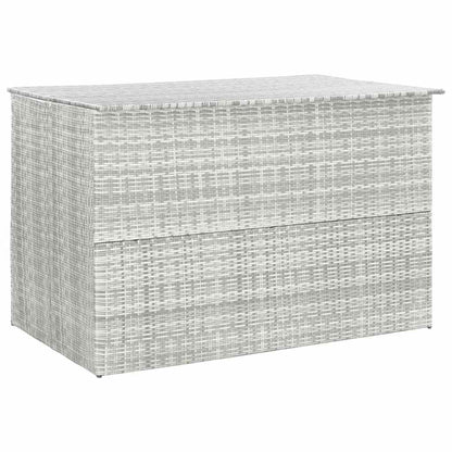 RCODSSK Poly Rattan Patio Storage Box Light Gray 59.1x39.4x39.4 Inches with Zipped Closure PE Liner, Outdoor Storage Chest for Cushions Pillows Blankets Towels, Powder-Coated Steel Frame