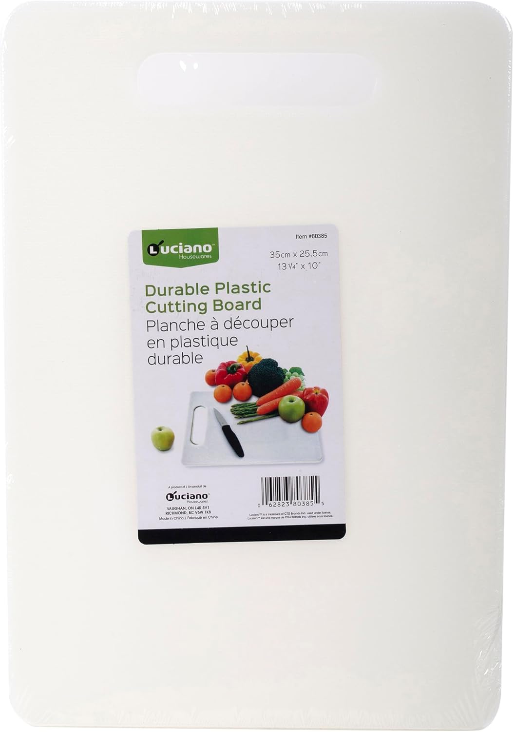 Luciano Plastic Cutting Board - 13.6 x 9.8 Inches, White