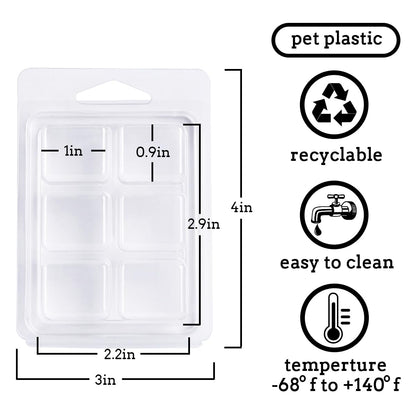 150 Packs Wax Melt Clamshells Molds, Clear Empty Plastic Cube Tray for Wickless Tarts Candles (Clear).