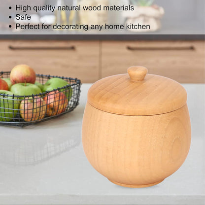 Wooden Spice Jar - Seasoning Container with Lid for Home Kitchen and Restaurant (Wood)
