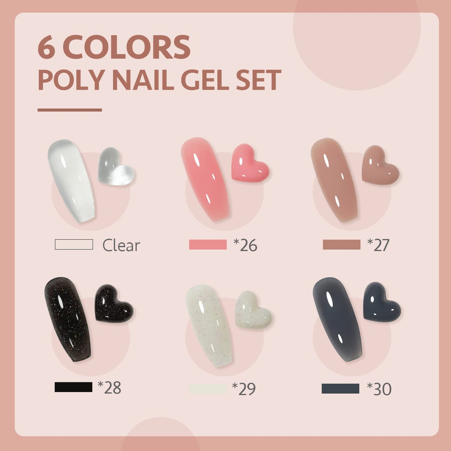 GAOY Poly Gel Nail Kit with U V Light Starter Kit, 6 Pcs Builder Gel Extension Kit for Beginners with Everything Nail Art DIY