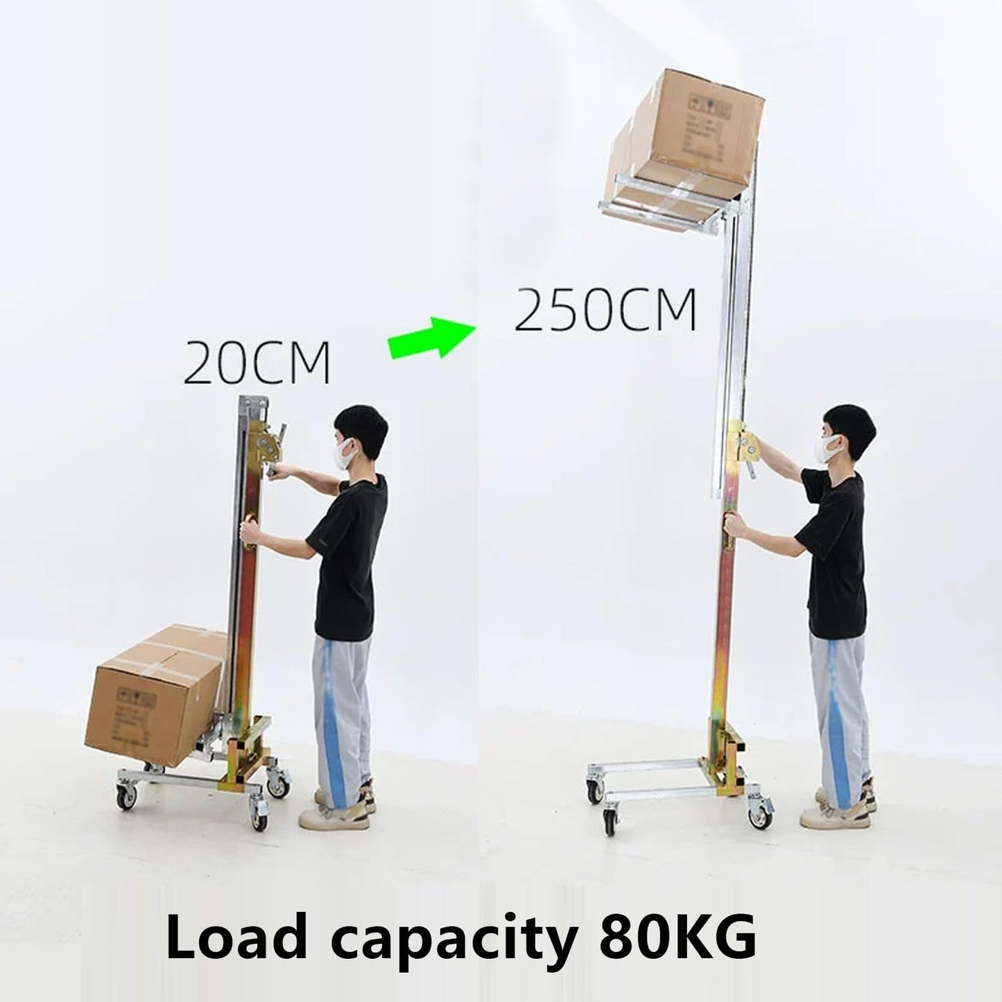 Hanging Cabinet Lifter, Manual Pallet Stacker, Plaster Board Panel Hoist Jack Tool, Height Adjustable, 80kg Capacity, for Commercial Warehouse Factory Building Installation Work(S)