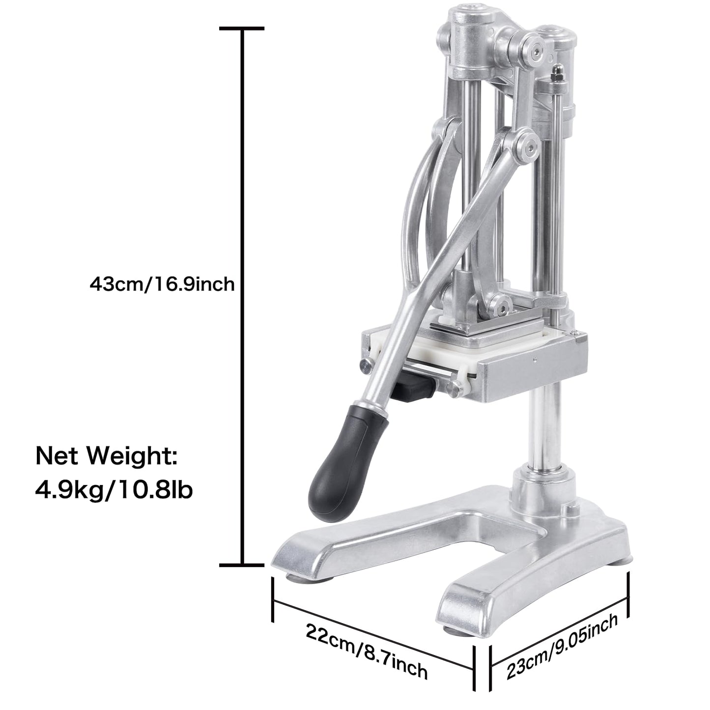Rismanor Multifunctional Manual Vegetable slicer Citrus Squeezer Juicer Machine AIO Stainless Steel French Fry Cutter Potato Slicer (Sliver, Squeezer & 1/2 3/8 1/4 Blade)